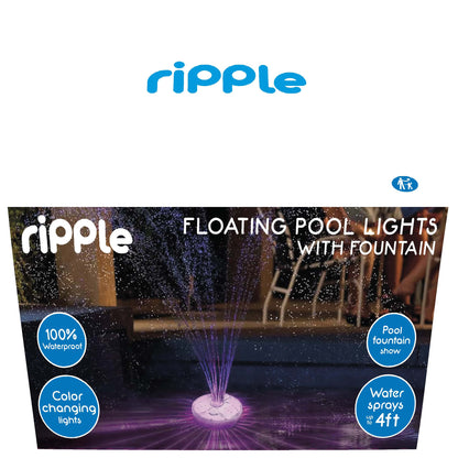 RIPPLE Floating LED Pool Light & Fountain - 4ft Colorful Water Display