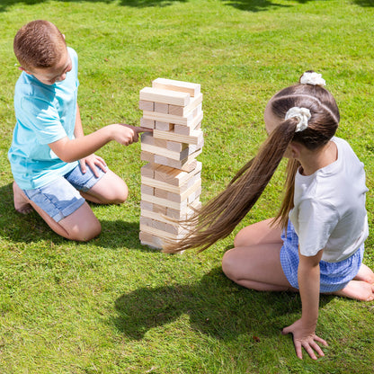 Grasshopper Games Giant Stack 'N' Fall Wooden Block Game with Carry Bag, Family Friendly