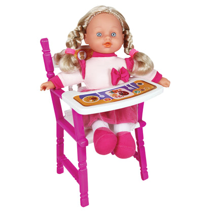 Adorable 12" Doll Playset with Stroller, Bed, and Highchair