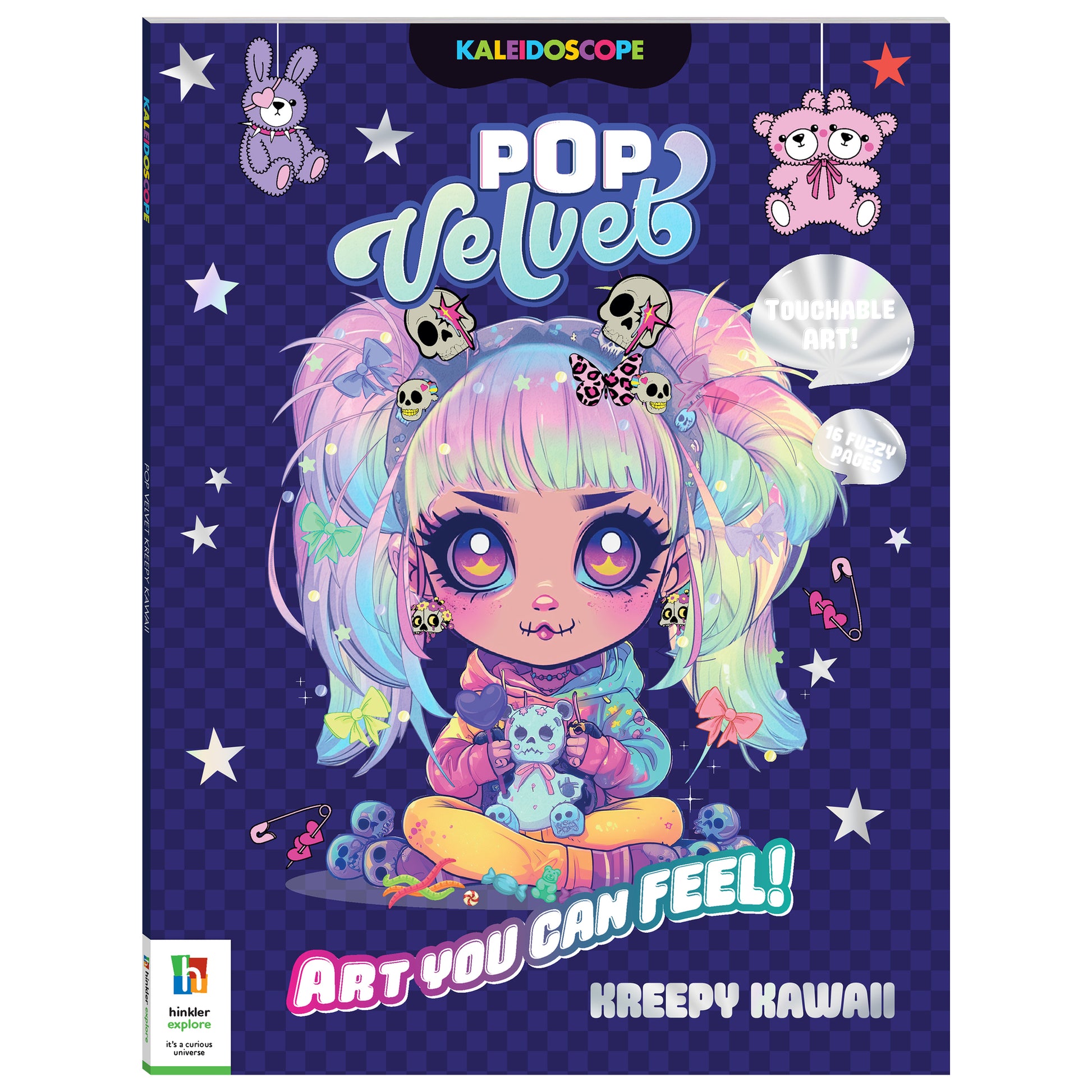 Pop Velvet Kreepy Kawaii coloring book with touchable velvet art and colorful anime character