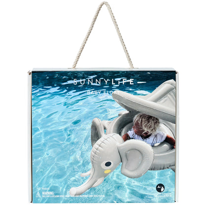 Baby Float Eli the Elephant grey inflatable pool float for toddlers