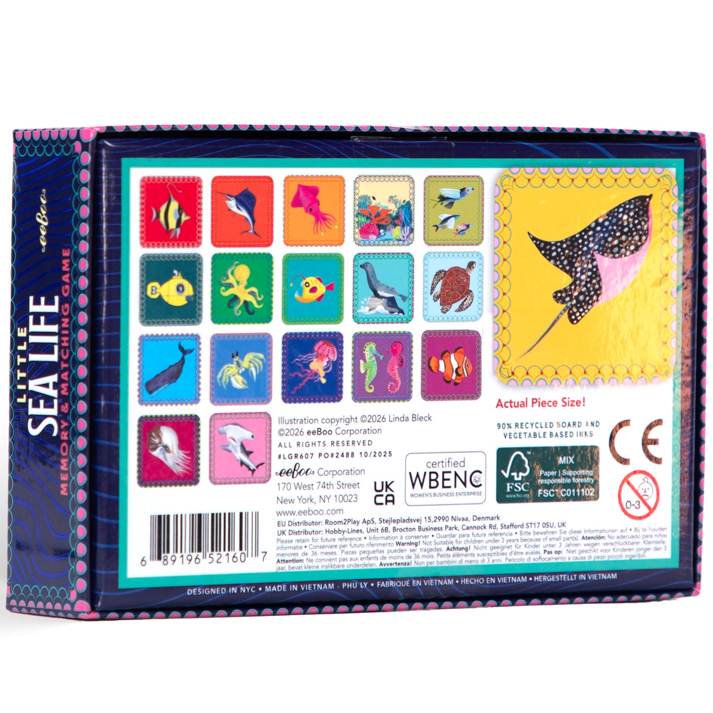 Little Sea Life Memory & Matching Game box featuring colorful sea creature tiles by eeBoo