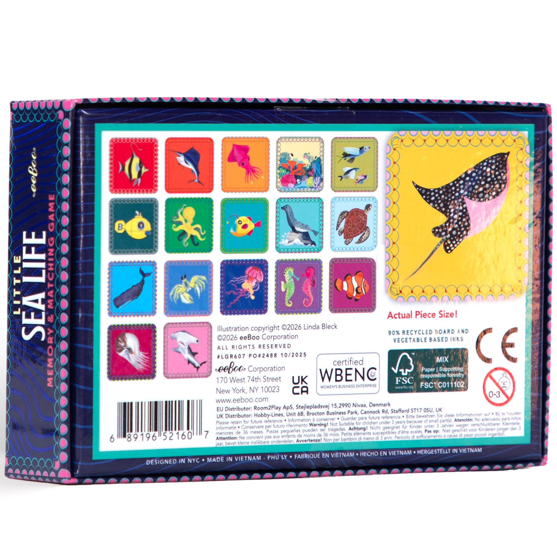 Little Sea Life Memory & Matching Game box featuring colorful sea creature tiles by eeBoo
