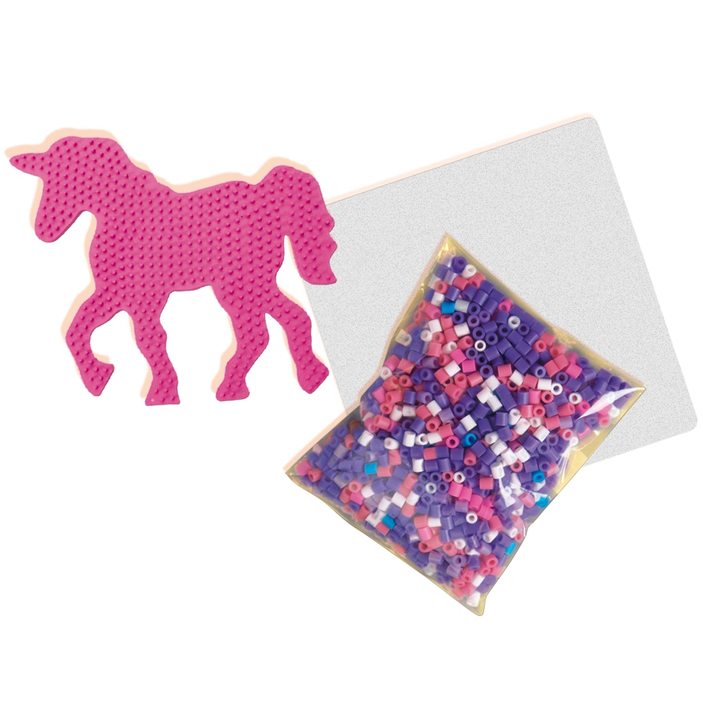 SES Creative Beedz Fantasy Horses DIY Unicorn Craft Kit - 1200 Fusible Iron-On Beads, Glow-In-The-Dark