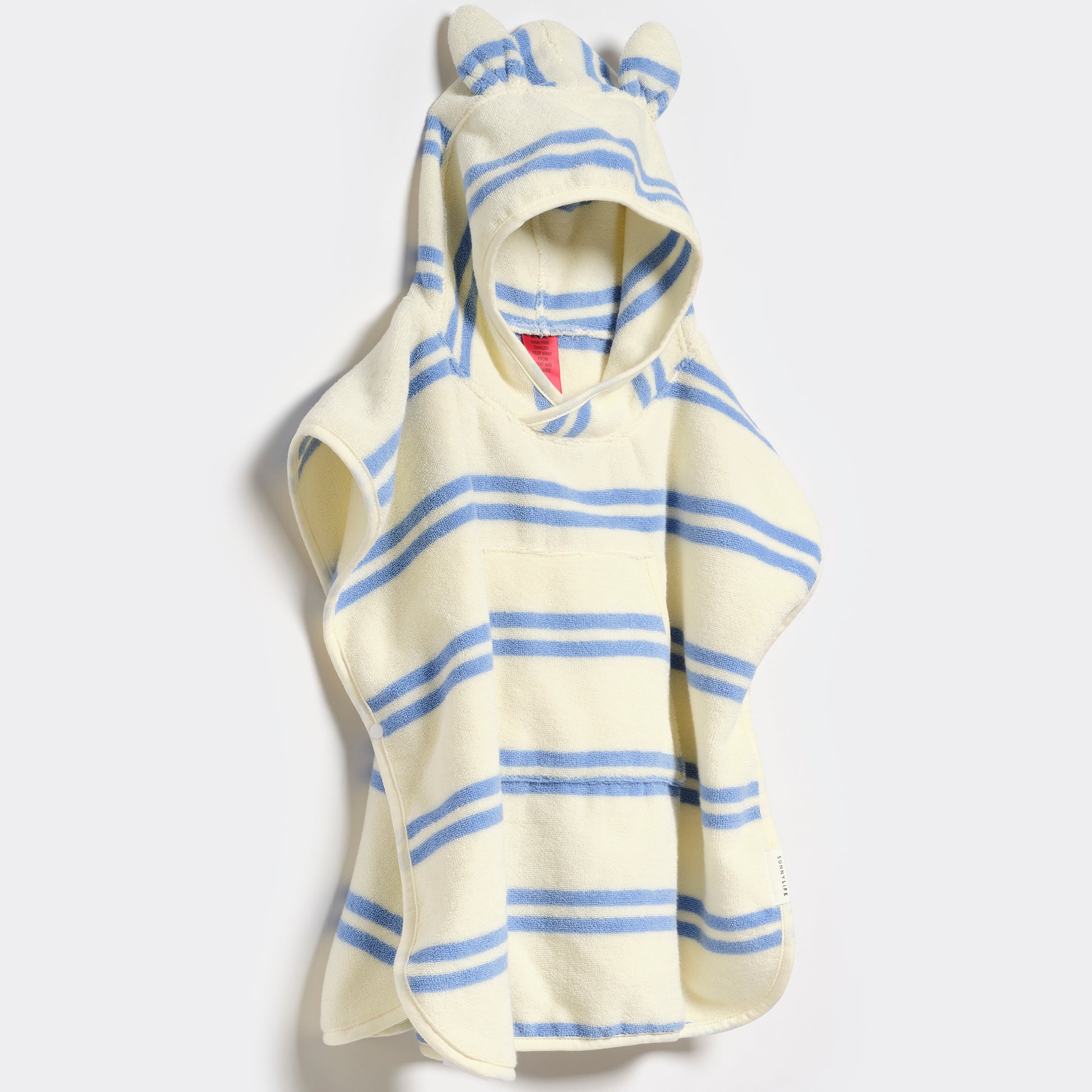 Kids Character Hooded Towel Sammy the Seagull with blue stripes and animal ears hood