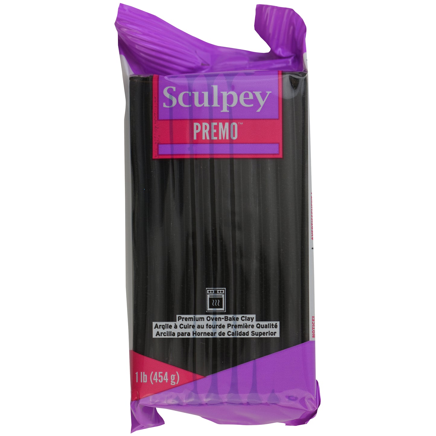Sculpey Premo Black Clay 1lb package with purple packaging
