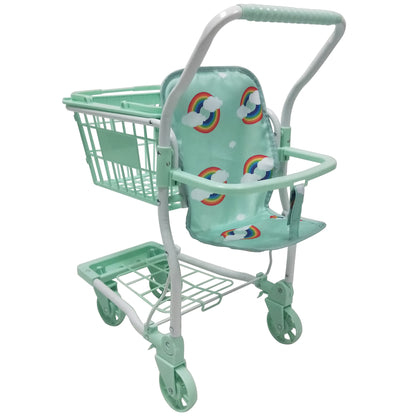 Roma Rupert Shopping Trolley in mint green with rainbow design