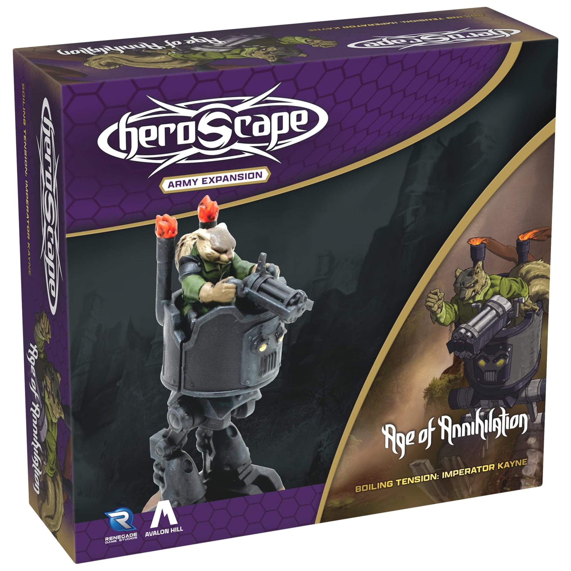 Heroscape Imperator Kayne Army Expansion figure with flaming torches and weapon, miniatures game add-on