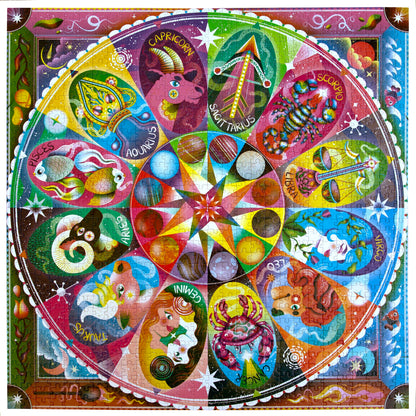 Piece&Love Horoscopes 1000 pc Puzzle with colorful zodiac signs and celestial designs