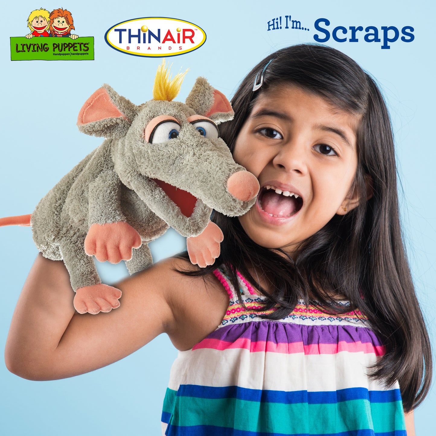 Living Puppets Handmade Scraps The Grey Mouse 12" Plush Hand Puppet