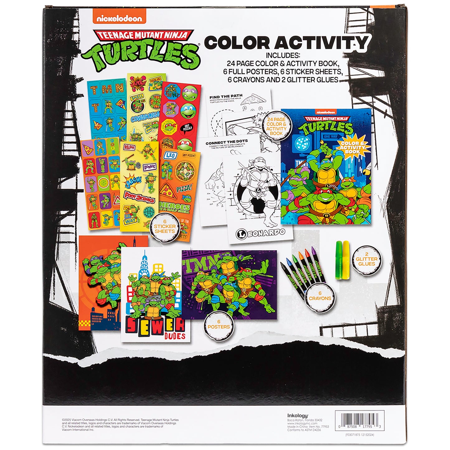 Teenage Mutant Ninja Turtles Color Activity set with coloring book, posters, stickers, crayons and glitter glues