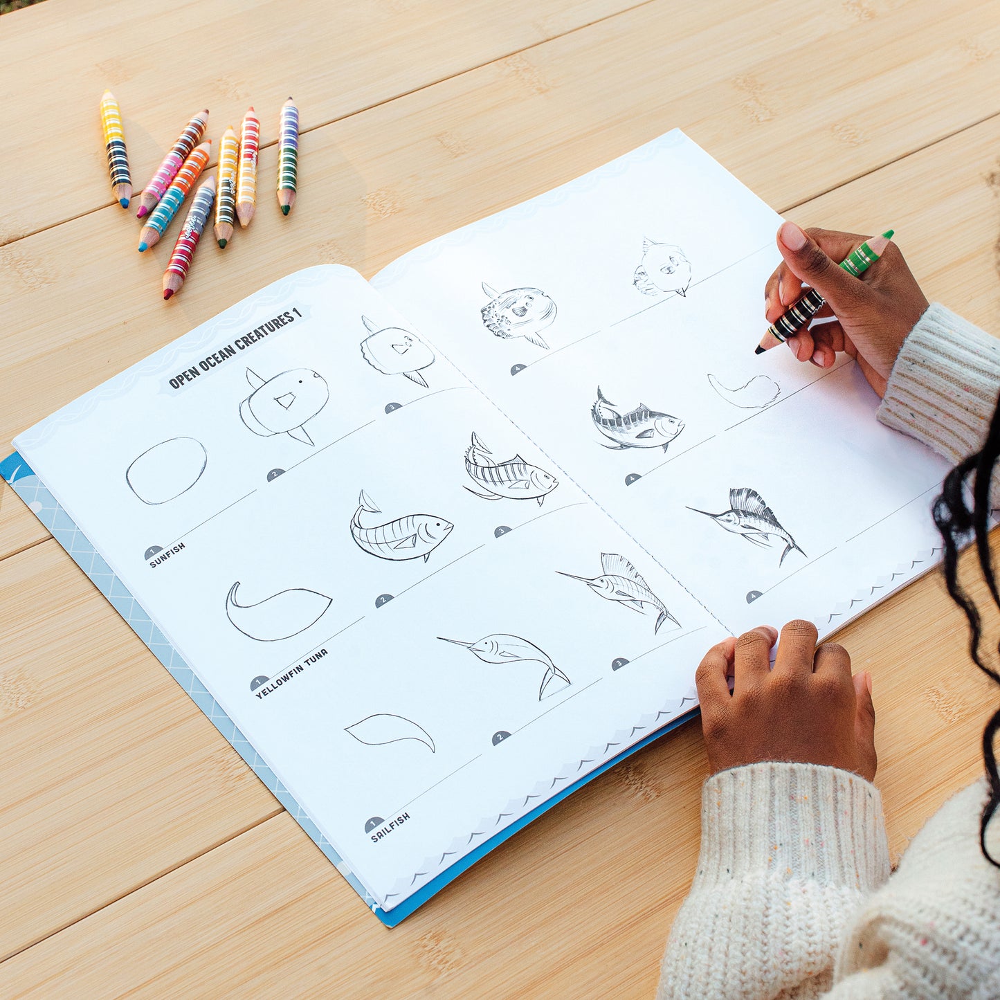 eeBoo Under the Sea Drawing Kit - 32 Pages + 50 Stickers