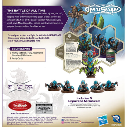 Heroscape Rising Tide Queen Maladrix expansion with 6 unpainted blue insect miniatures and army cards