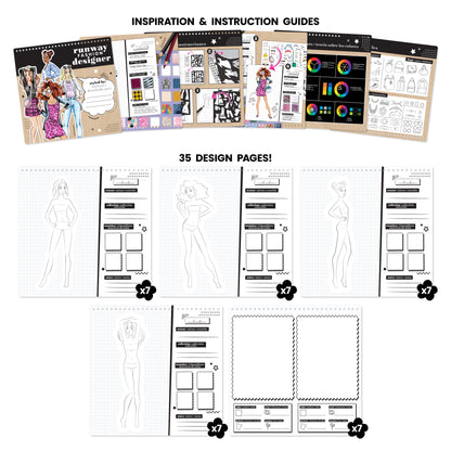 Fashion Angels Runway Fashion Designer Sketch Set - Kids' Art Kit, Ages 6+