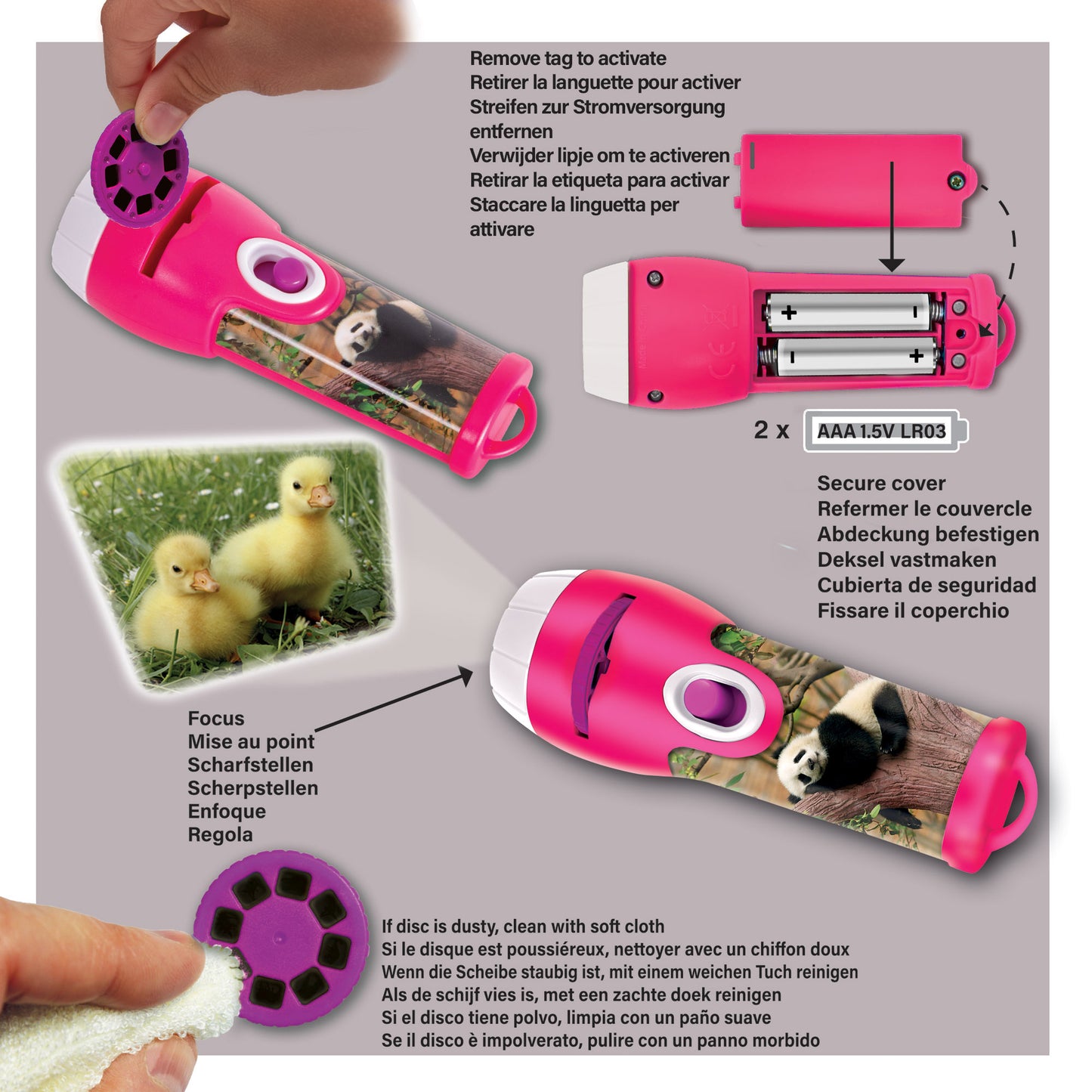 Brainstorm Toys Cute & Cuddly Animal Torch & Projector - Multicolored