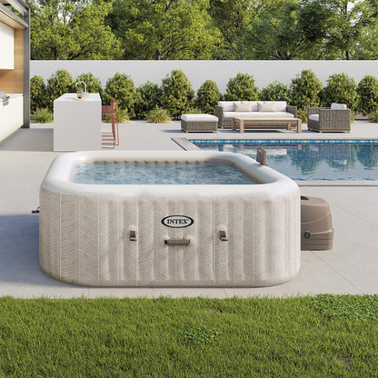 Intex PureSpa Chevron Deluxe 6-Person Inflatable Hot Tub - 77" Square with Jets