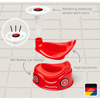BIG Baby Potty Bobby Car Design red with steering wheel and high backrest