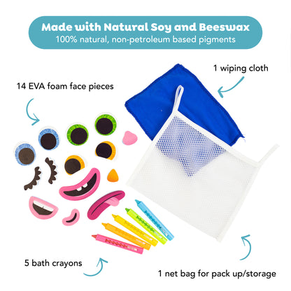 Tiger Tribe Foam Sticky Bath Faces – Creative Bath Time Fun