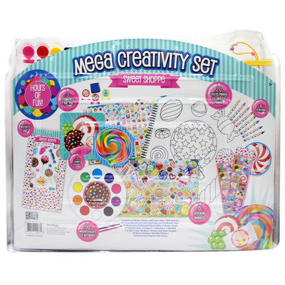 Mega Creativity Set Sweet Shoppe with coloring pages, stickers, crayons, and paint supplies