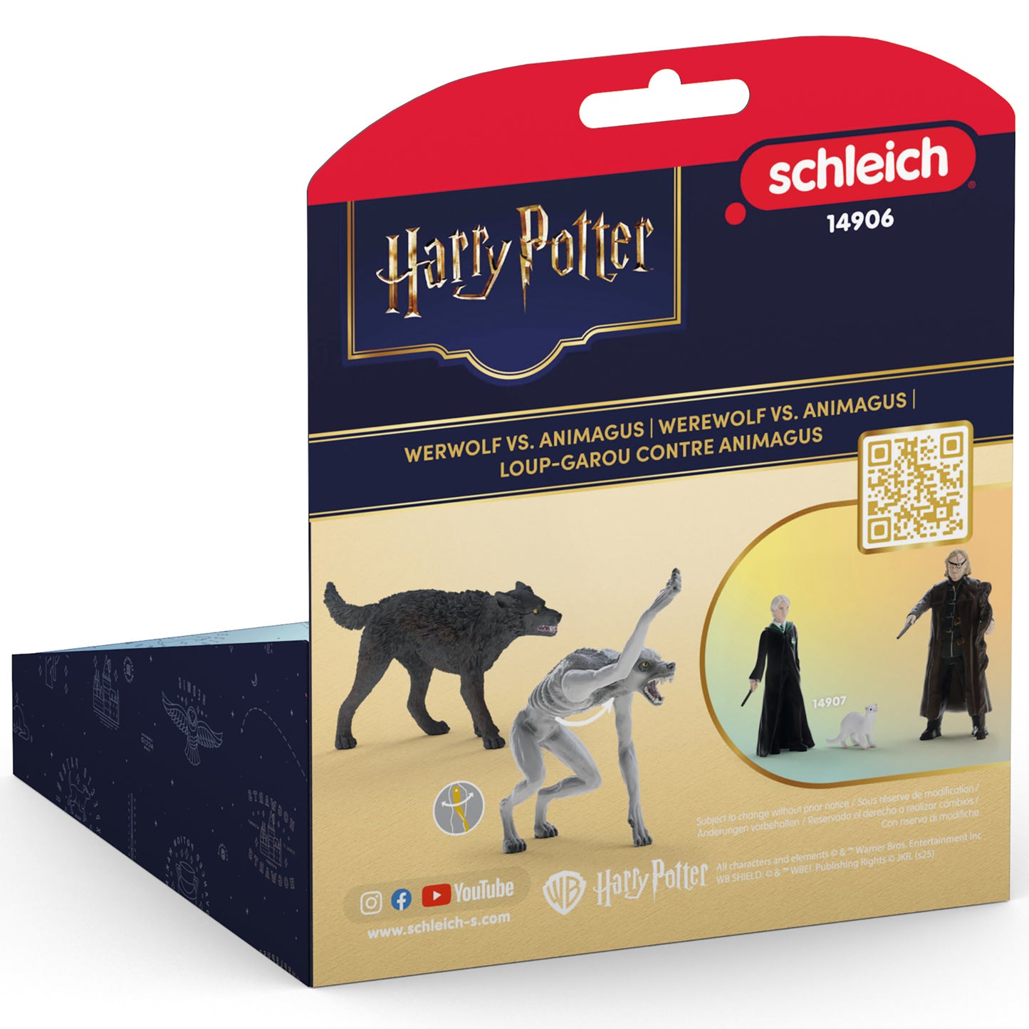 Schleich Wizarding World Werewolf vs Animagus Harry Potter figure set with black werewolf and gray wolf figurines