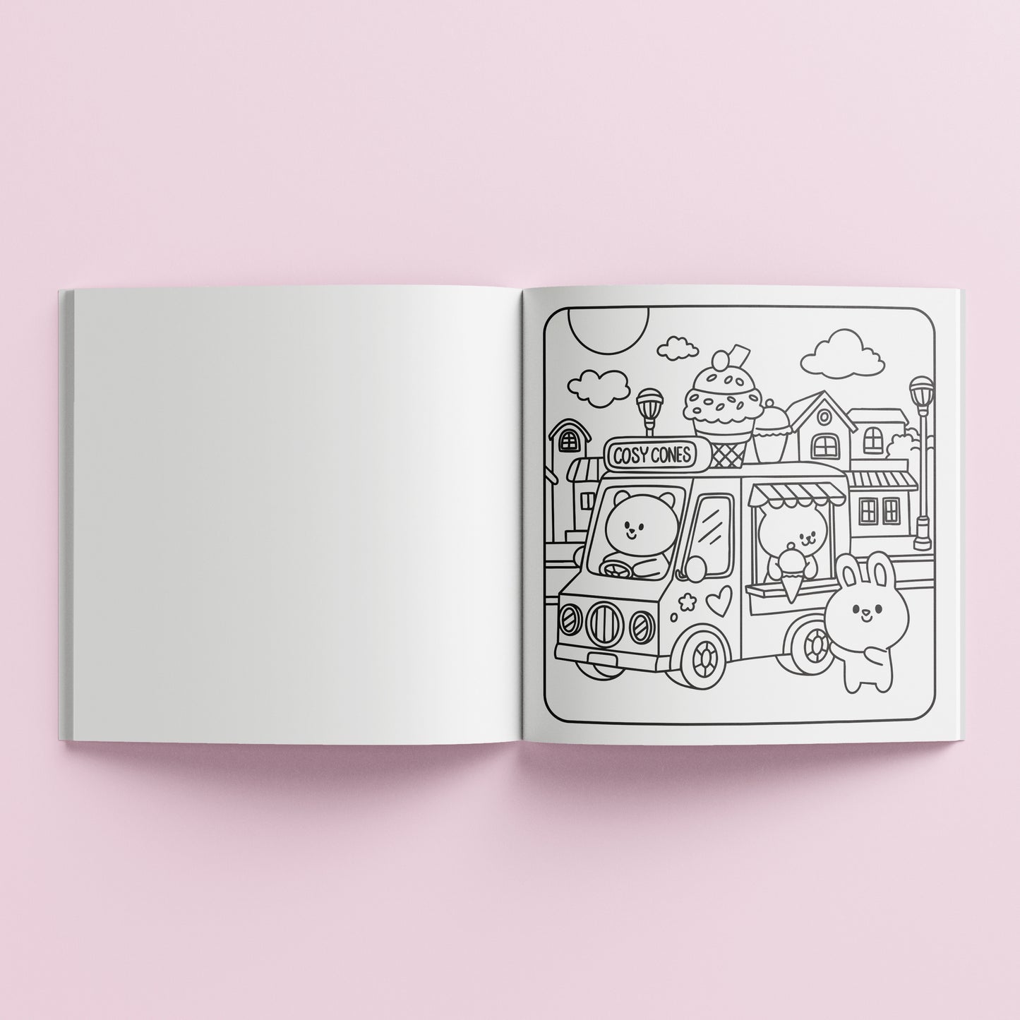 Art Maker Cozy Coloring Book Around Town with ice cream truck scene