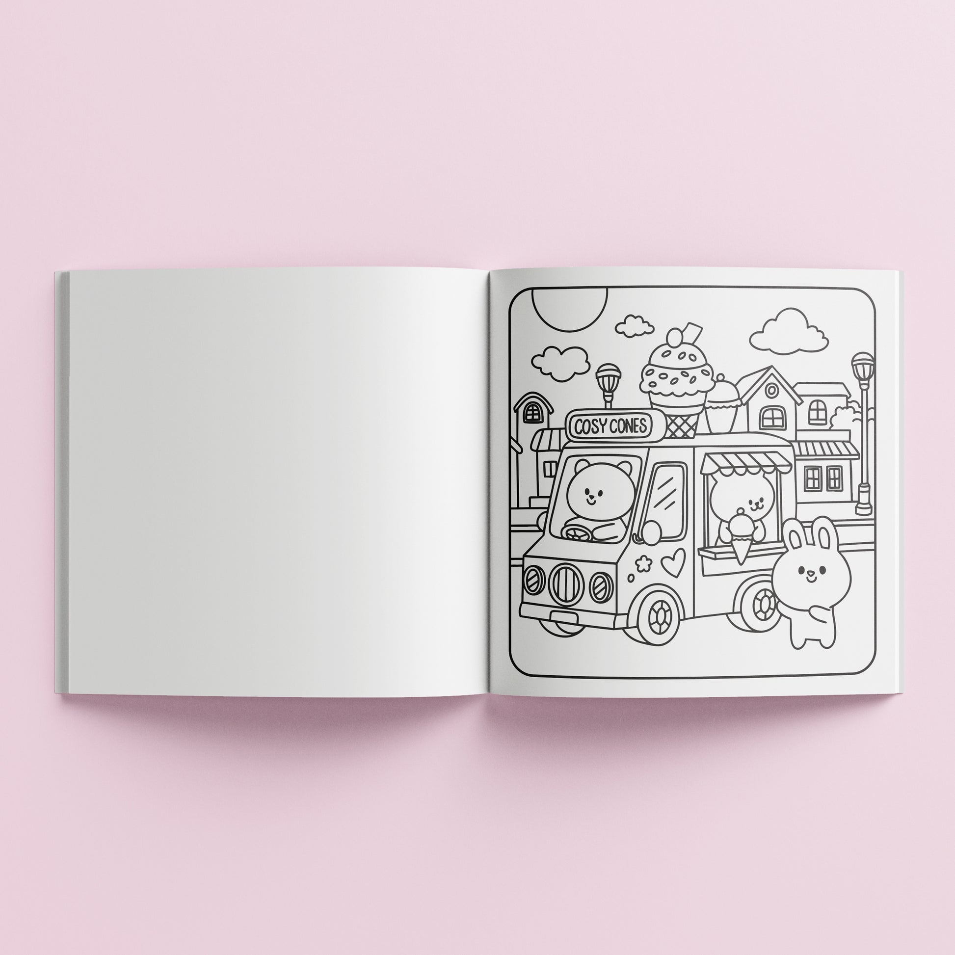 Art Maker Cozy Coloring Book Around Town with ice cream truck scene