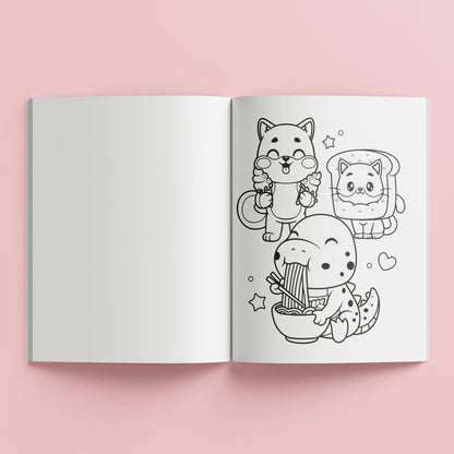 Kaleidoscope Super Cute Sticker Coloring Book with cute animal designs open to coloring page