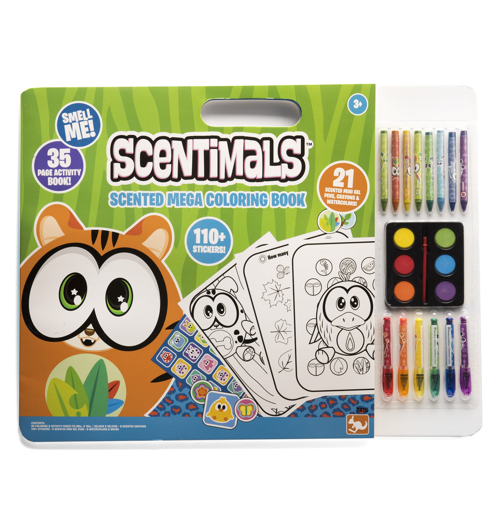Scentimals 35-Page Jumbo Coloring and Activity Book Set with Scented Art Supplies