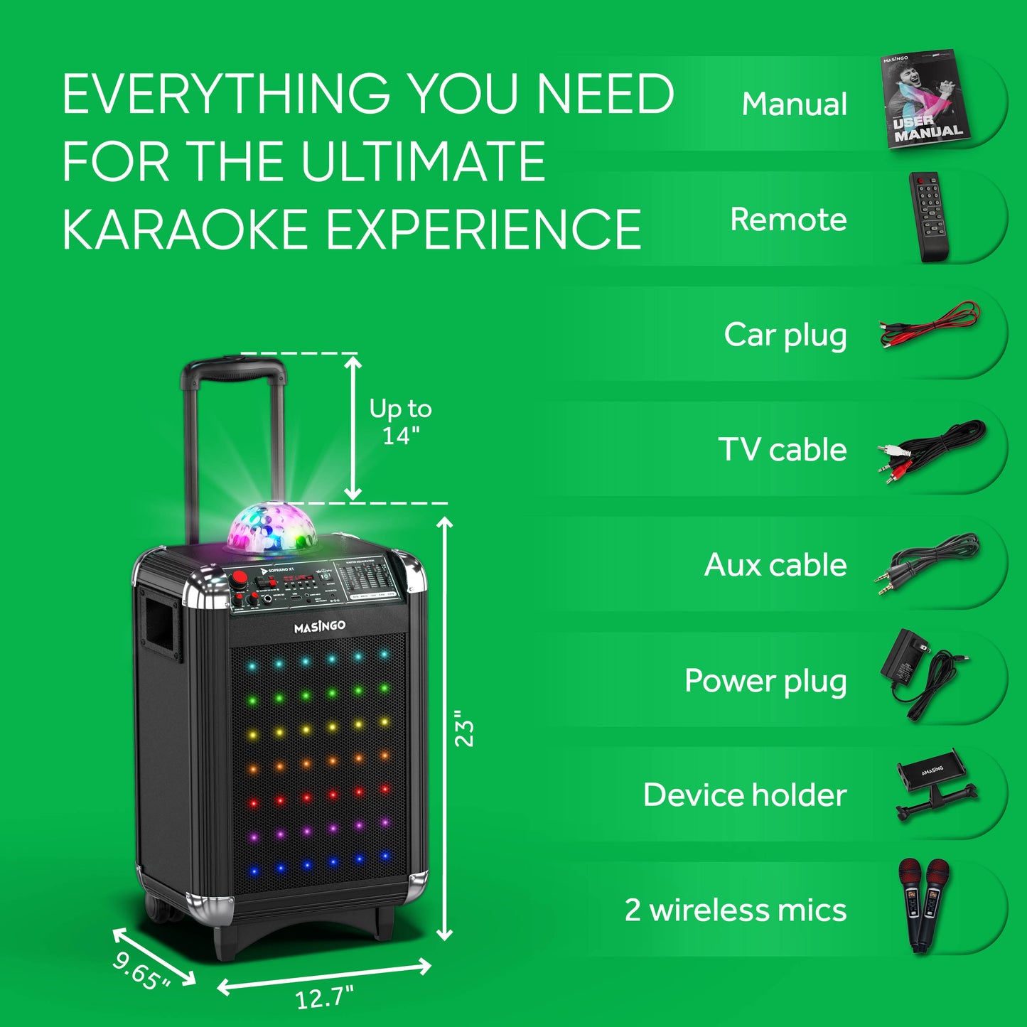 Masingo Soprano X1 Black Portable Karaoke Machine Toys"R"Us