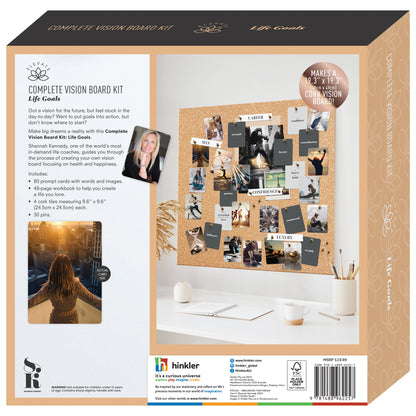 Elevate Vision Board Kit Life Goals with cork board, prompt cards, and workbook for goal setting