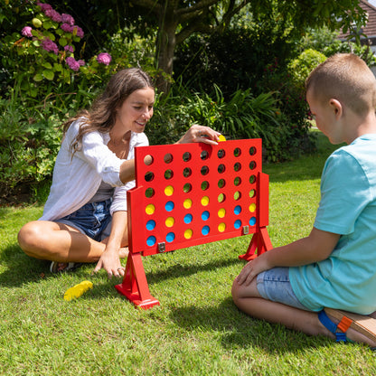 Grasshopper Games Giant 4-In-A-Row Wood Game with Travel Bag for Indoor/Outdoor Fun