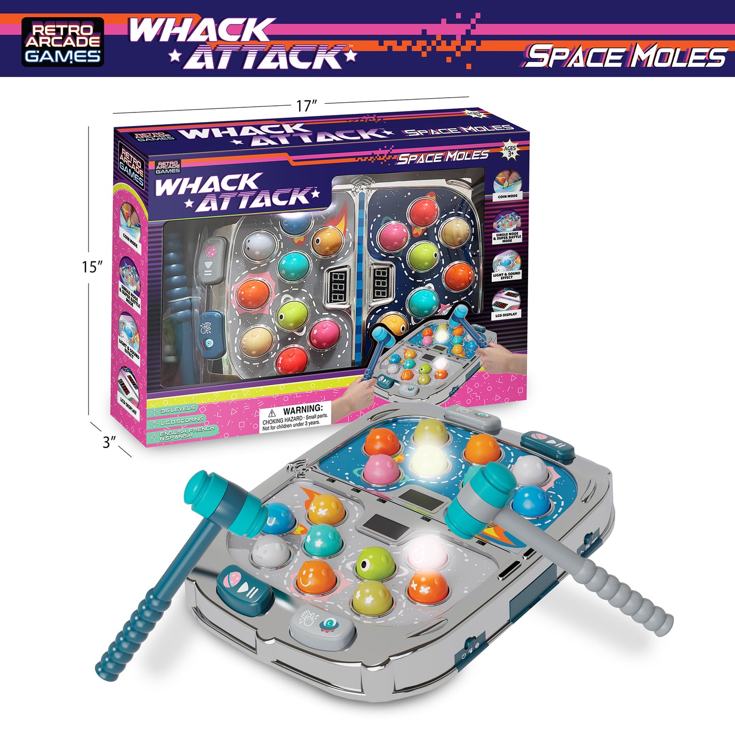 Thin Air Games Whack Attack Space Mole Tabletop Game with Lights and Sounds