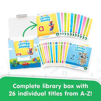 My First Letter Sounds 26-book ABC set with colorful picture books and storage box for learning phonics