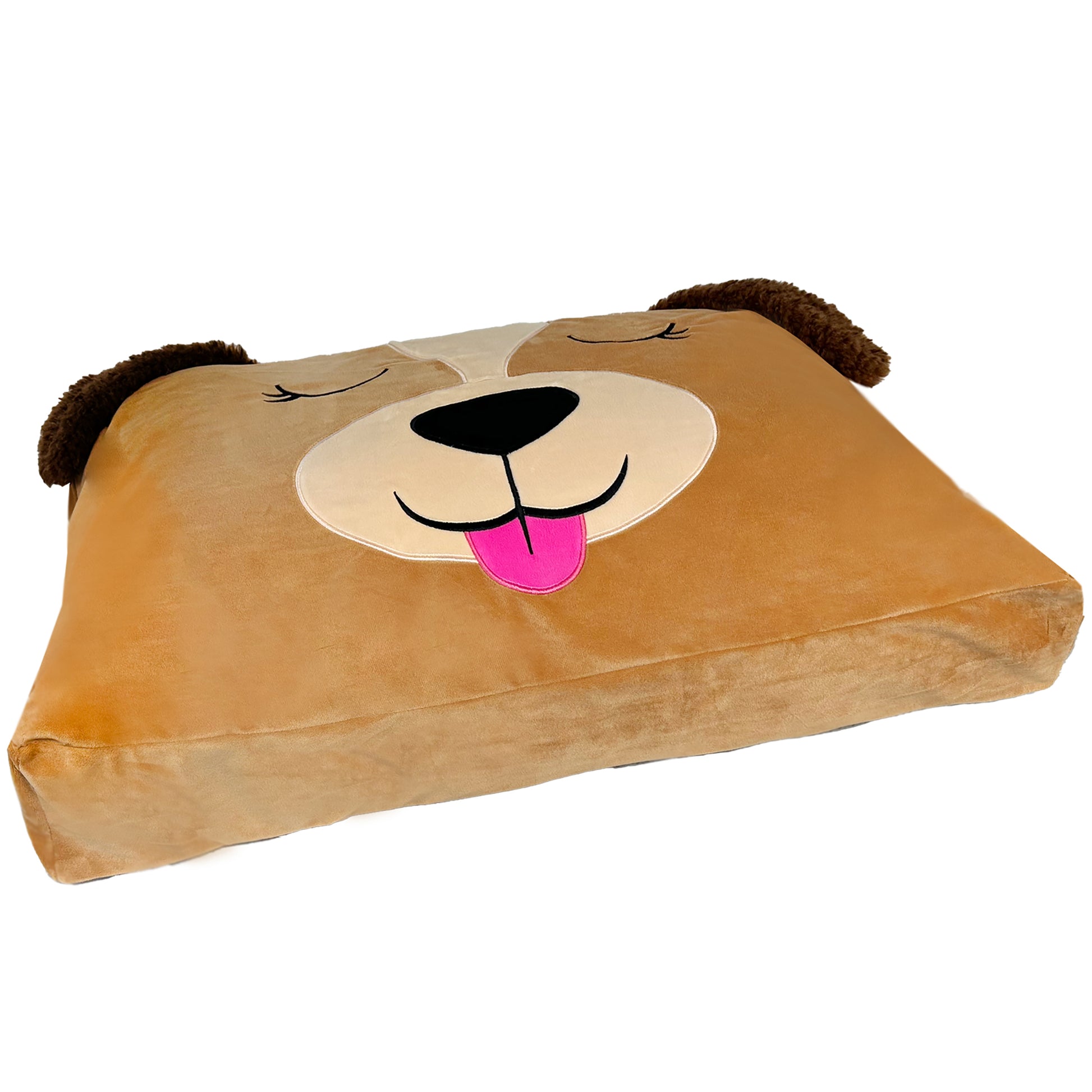Pet Bed In A Box Slipcover Biscuit Beige Dog Small 24x18 with smiling face