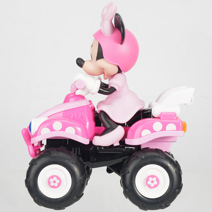 Disney Jr. Minnie Mouse pink R/C ATV 4 Wheeler with character figure, large black wheels, and remote control