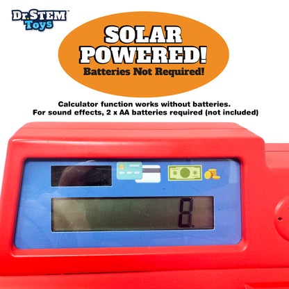 Dr. STEM: Solar-Powered Cash Register - Red - 68pc Educational Store Roleplay Toy