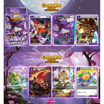 CookieRun Braverse Trading Card Game Purple Starter Deck with 60-card set and cookie character cards