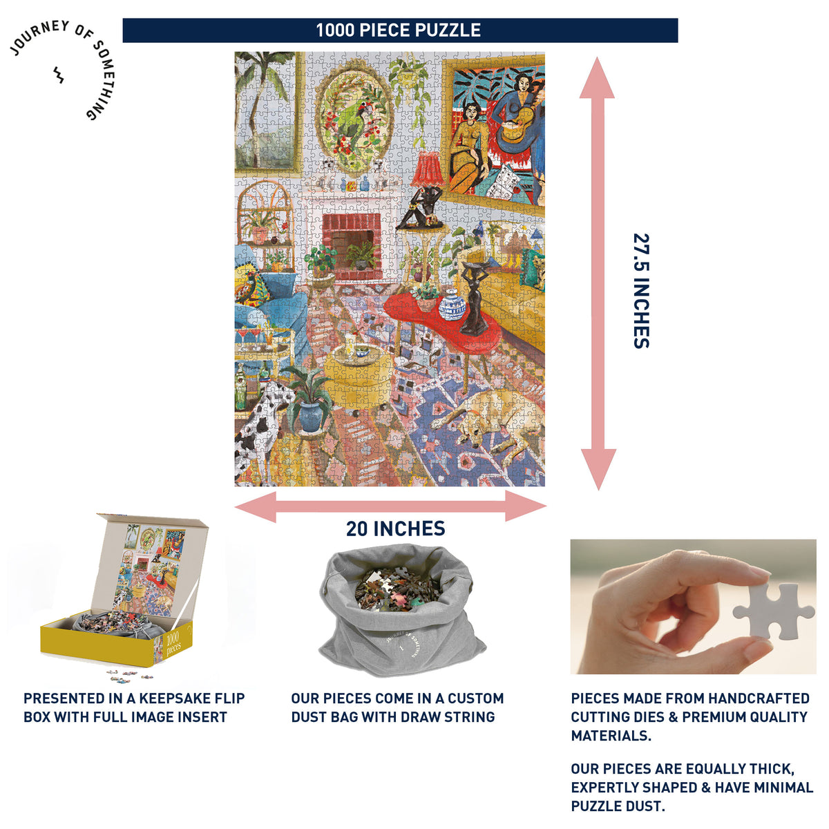 JOS 1000 Piece Puzzle - The Good Room with colorful illustrated scene, 20x27.5 inches