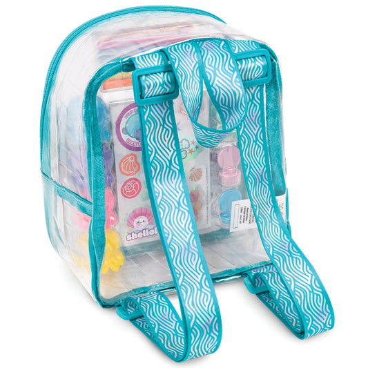 3C4G Seas The Day Portable Stationary Set with turquoise backpack and clear storage