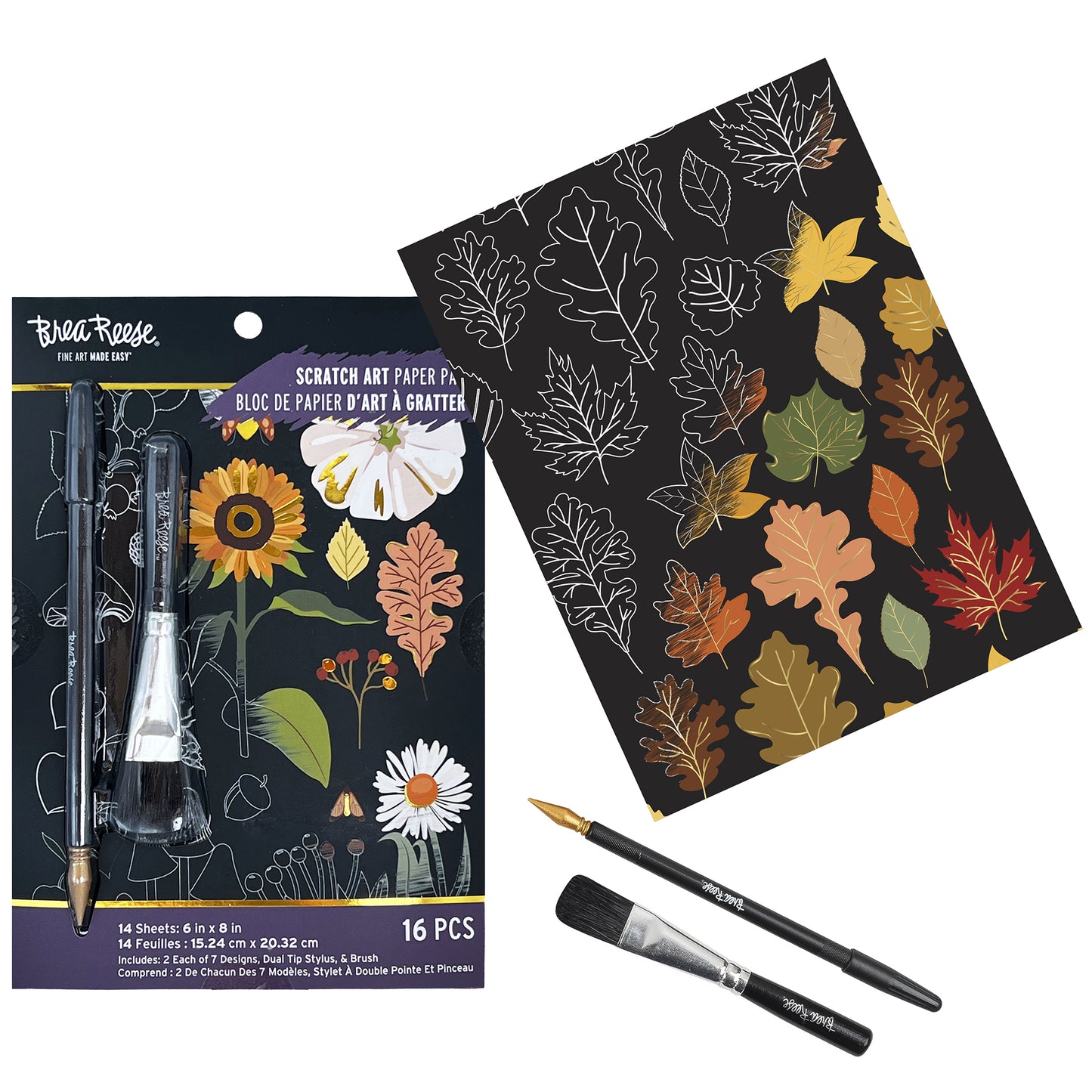 Scratch Art Paper Pad - Fall Foraging with dual tip stylus and brush tools