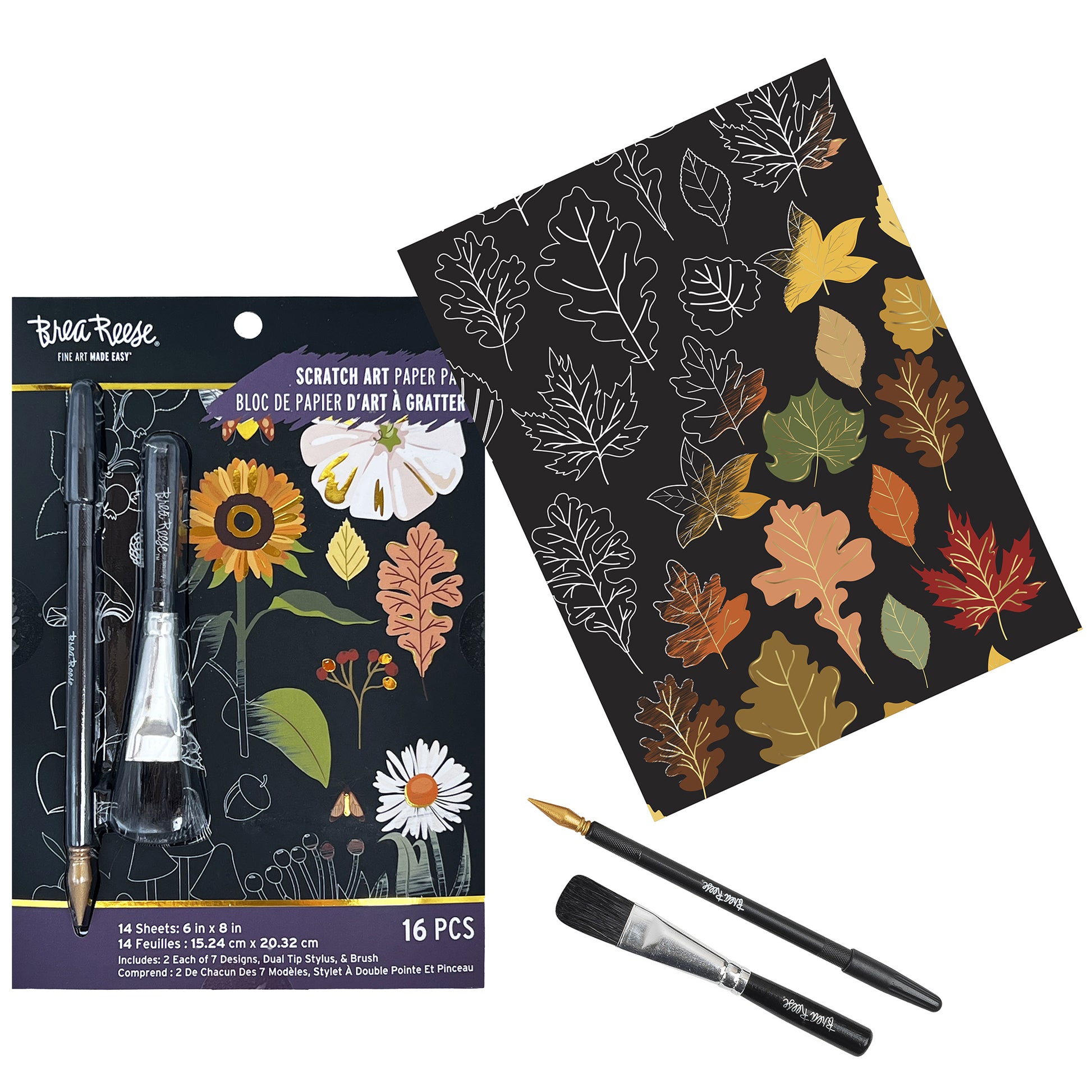 Scratch Art Paper Pad - Fall Foraging with dual tip stylus and brush tools