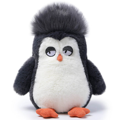 Ocean Series Straight Hair Penguin 7-inch plush toy with black and white coloring, orange beak and feet, and fluffy b...