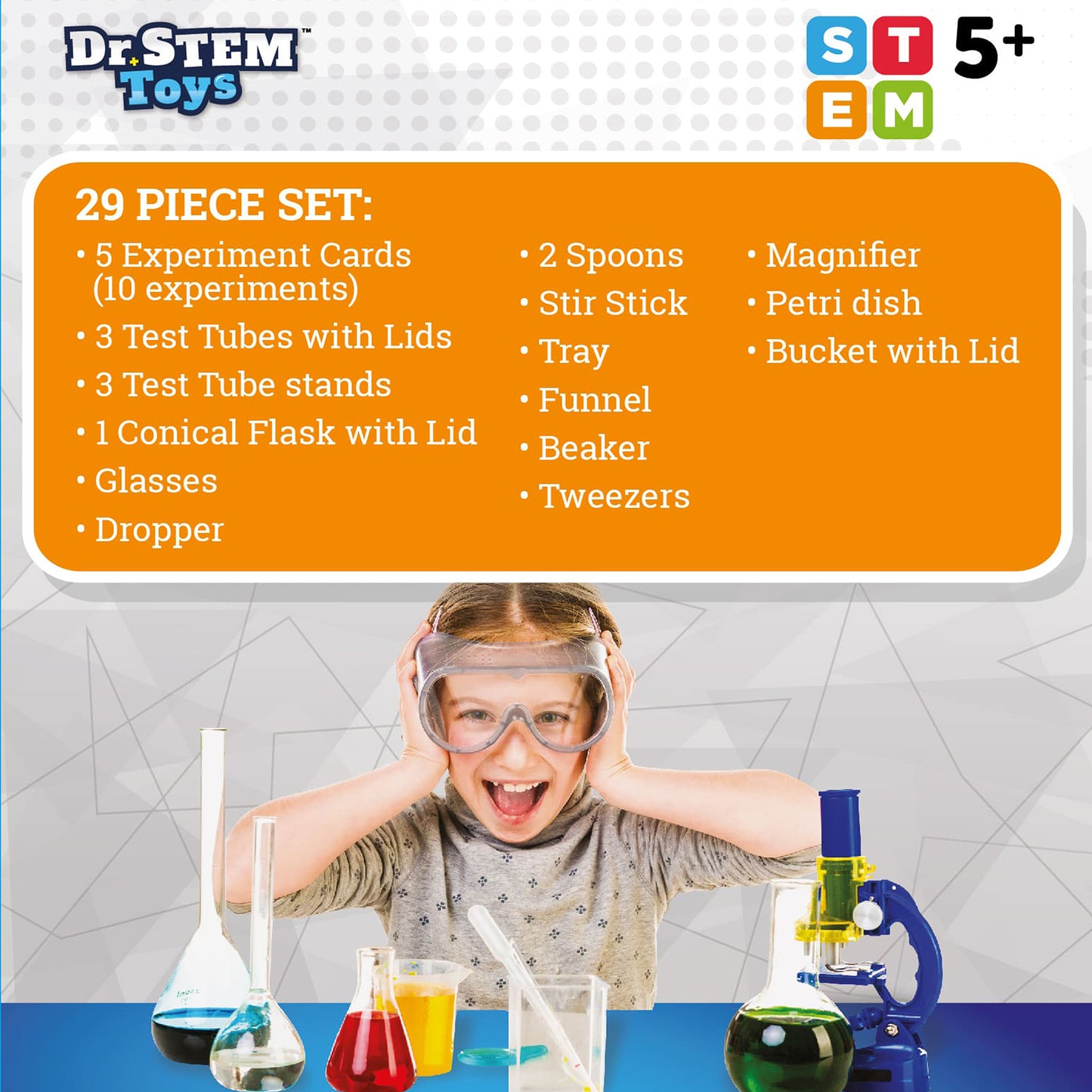 Dr. STEM Chemistry Adventure Set - 10 Experiment Kit for Kids Age 5+