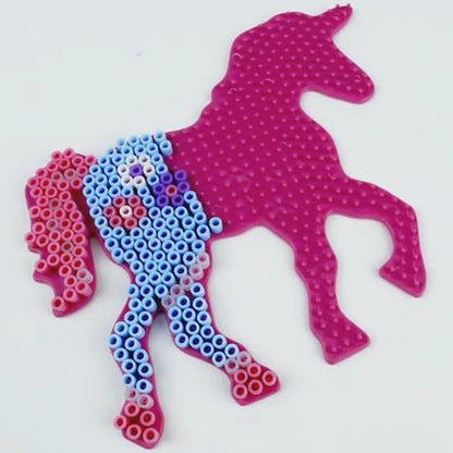 SES Creative Beedz Fantasy Horses DIY Unicorn Craft Kit - 1200 Fusible Iron-On Beads, Glow-In-The-Dark