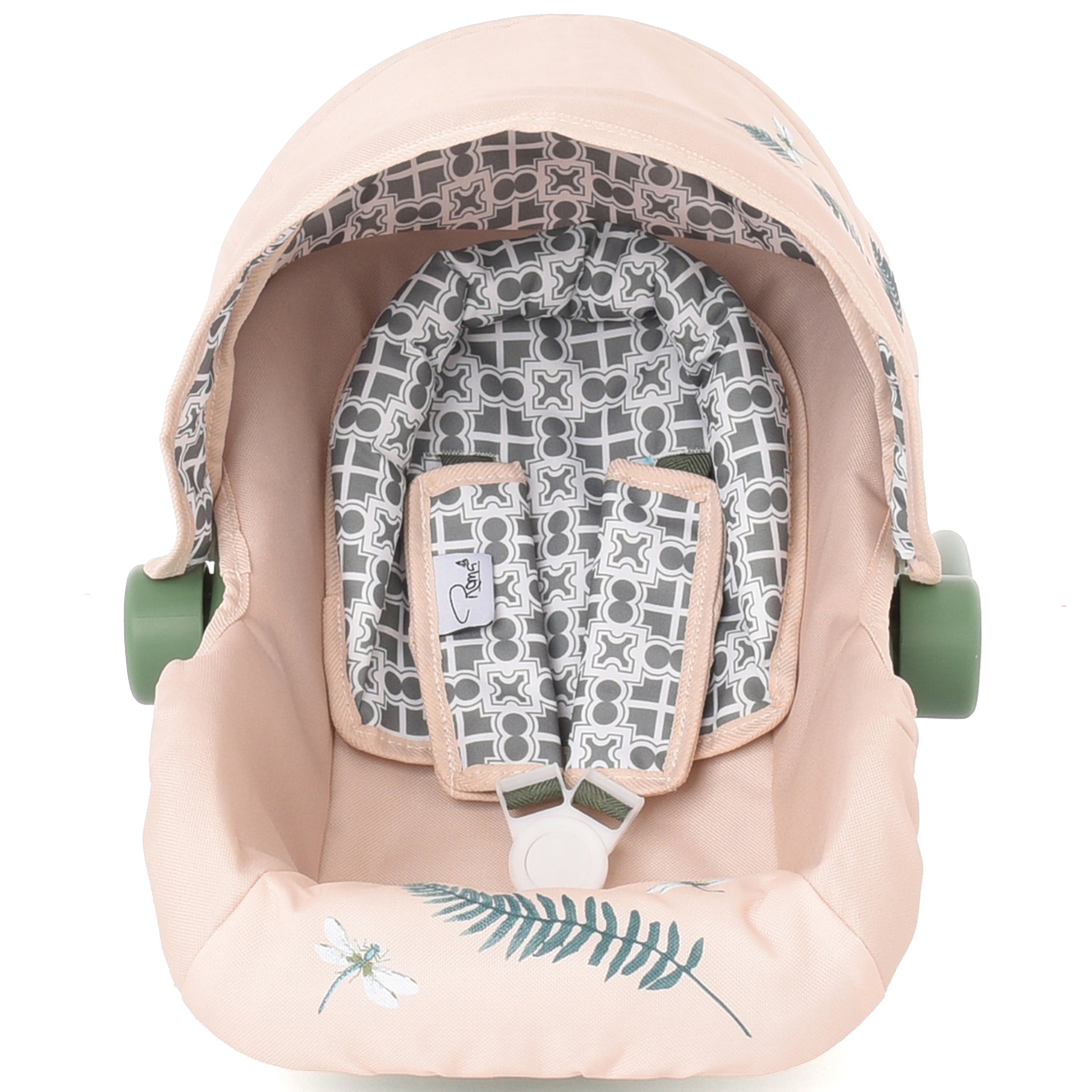 Roma RHS Car Seat - Fern in blush pink with gray patterned interior