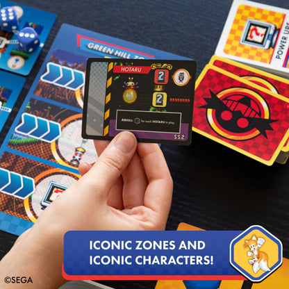 Sonic Roll board game card showing Hotaru character with iconic zones and game pieces on colorful game board