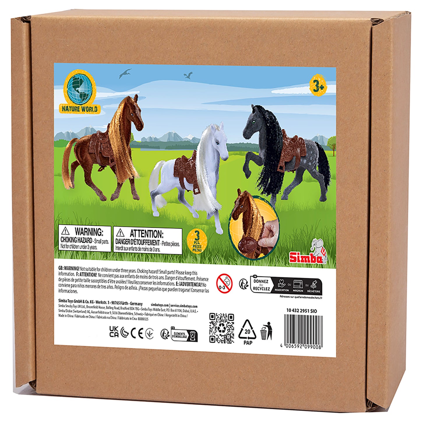 Simba Toys Flocked Horse Trio with Brushes and Saddles Set - Multicolor