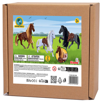 Simba Toys Flocked Horse Trio with Brushes and Saddles Set - Multicolor