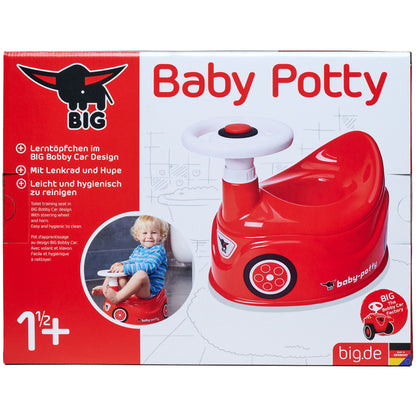 BIG Baby Potty in red Bobby Car design with steering wheel and horn for toddlers 18 months+
