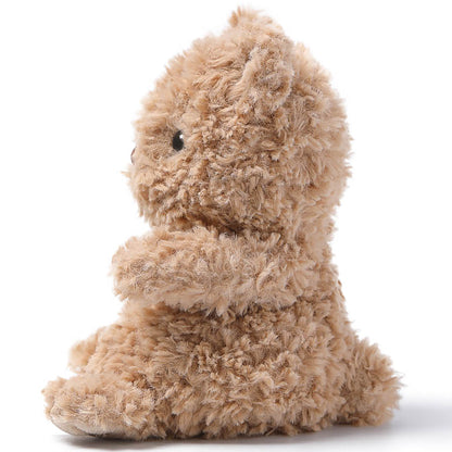 Lazy Mini Comfort Bear 6-inch plush in tan, sitting upright with black eyes